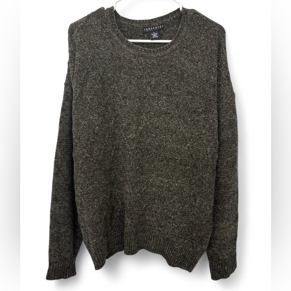 Mens Vintage Consensus Sportswear Crewneck Diamond Textured Sweater XL Soft Warm